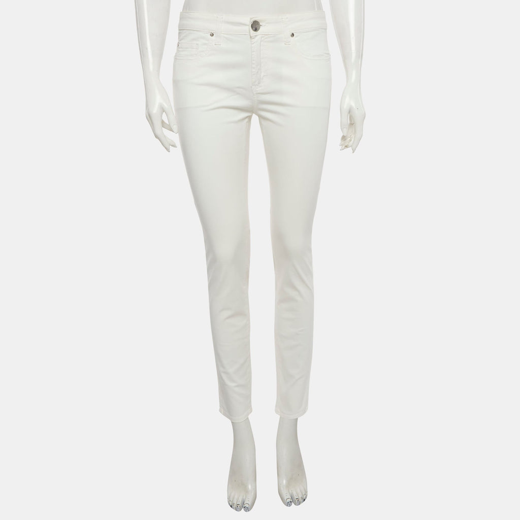 Versace Collection White Medusa Studded Denim Slim Fit Jeans M/waist