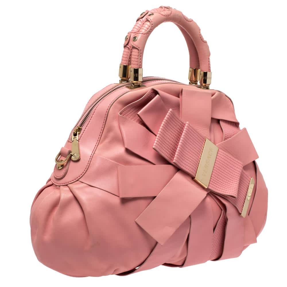 Versace Venita Bow Pink Leather Satchel