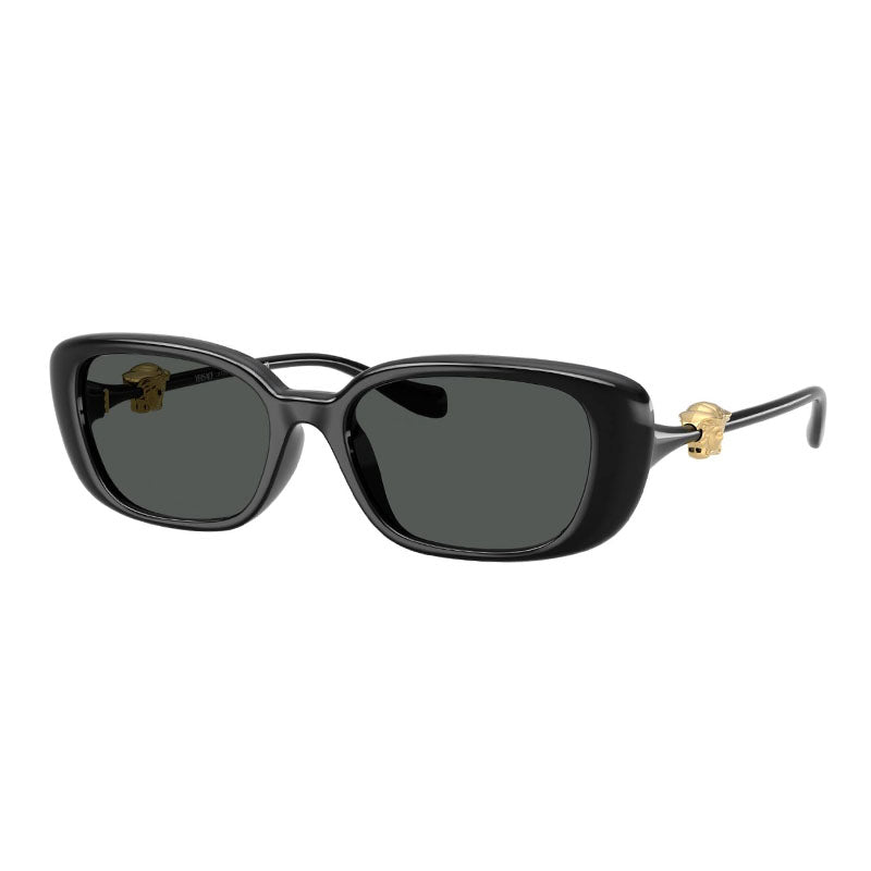 Versace Sunglasses Rectangle Full Rim, Shiny Black Frame And Grey Lens Ve4504Dgb1/87