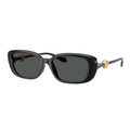 Versace Sunglasses Rectangle Full Rim, Shiny Black Frame And Grey Lens Ve4504Dgb1/87