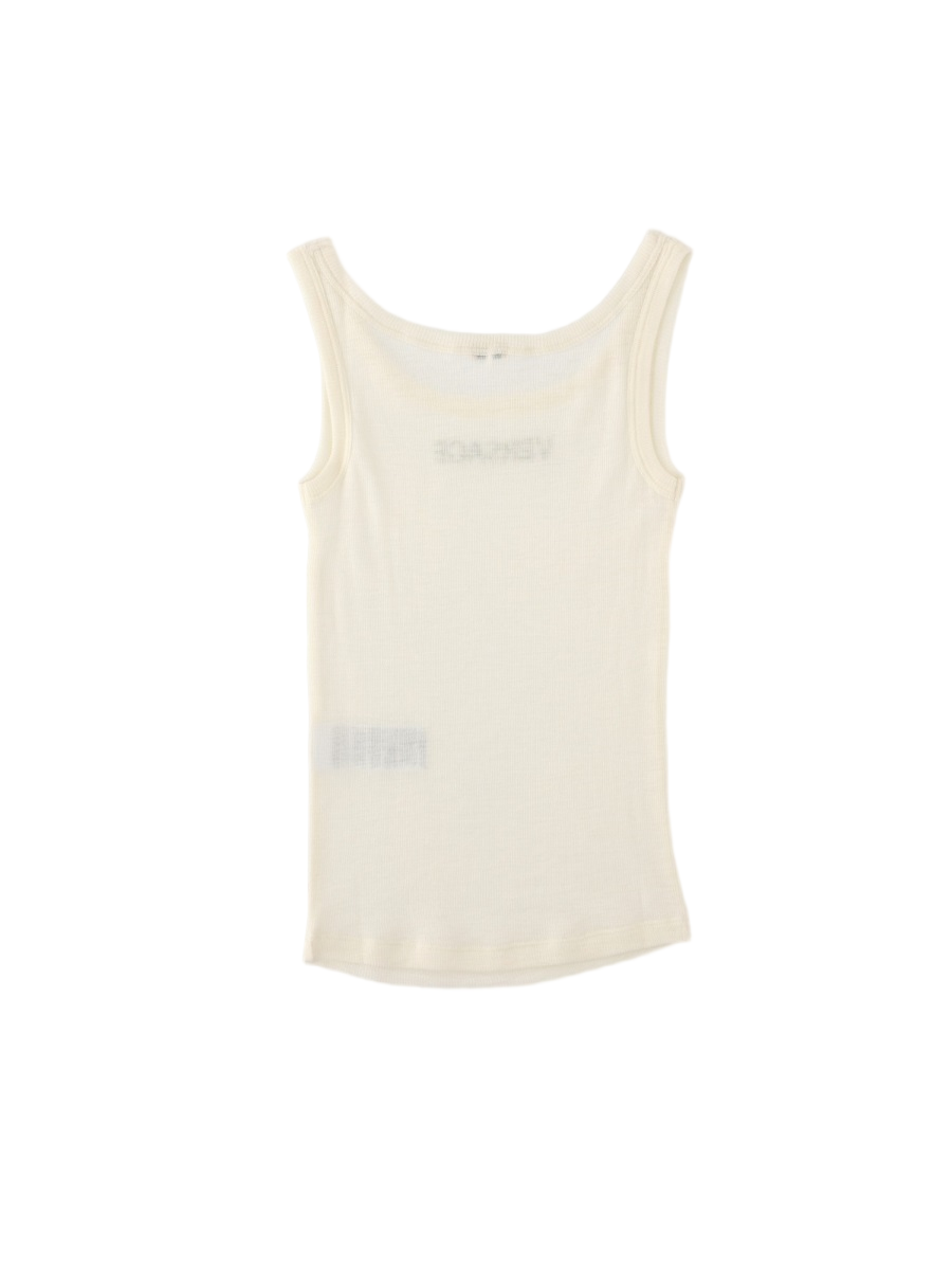 Beige Sleeveless Virgin Wool Top