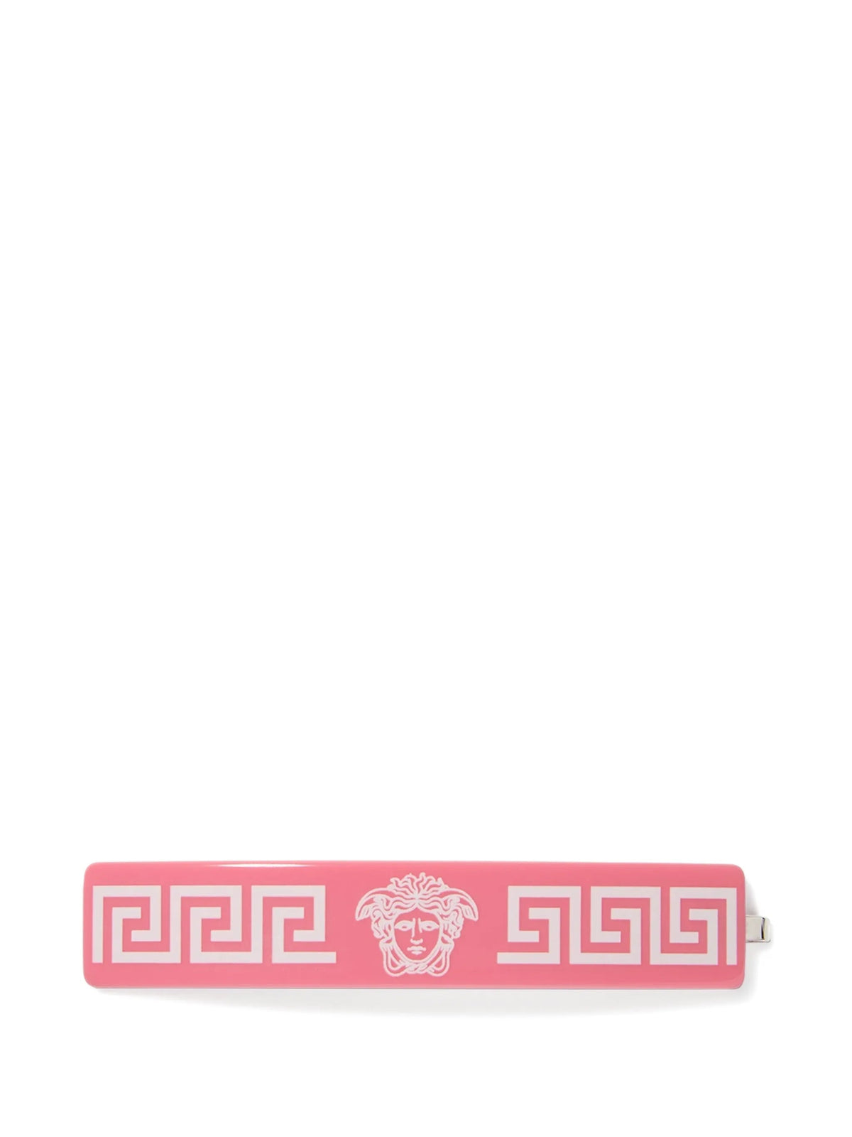 Rectangular Pink Hair Clip With Greek Key Design