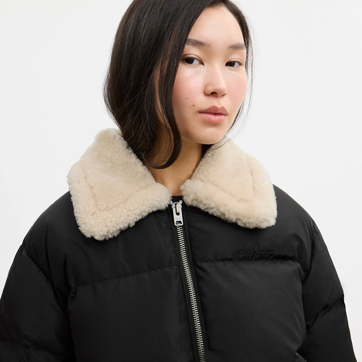 Coach Outlet Puffer With Shearling Collar