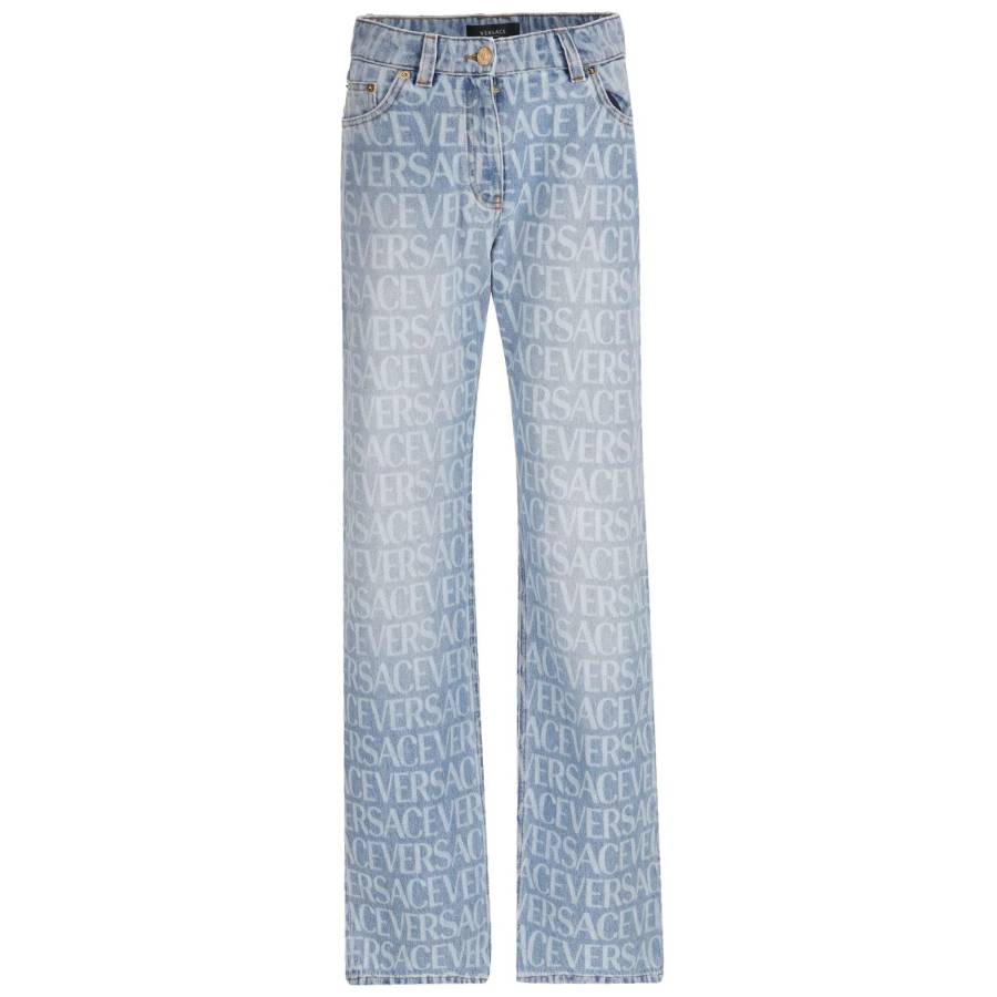 Versace All Over Monogram Denim Jeans
