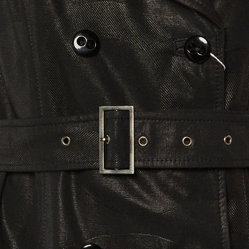 Versace Black Patterned Cotton Trench Coat