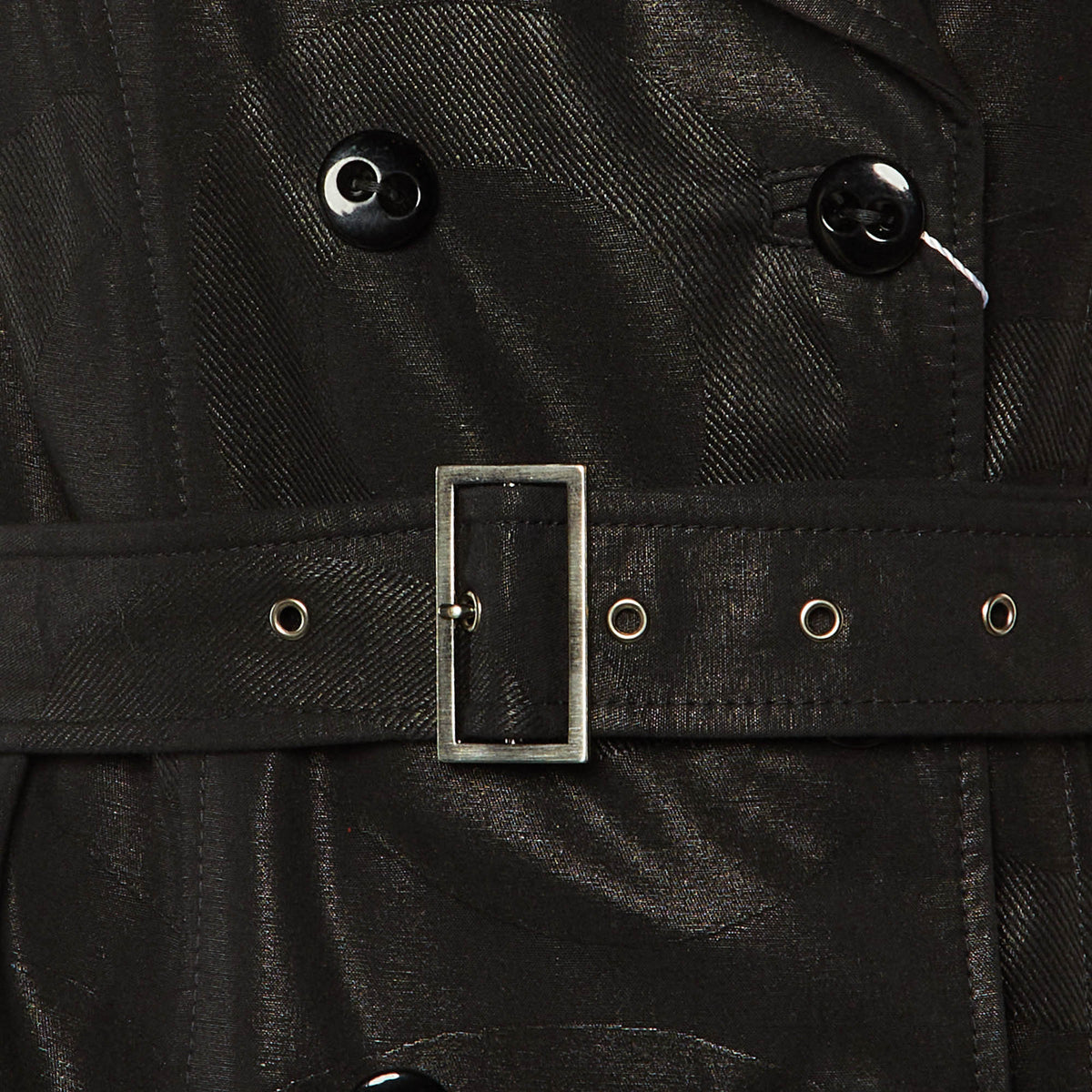 Versace Black Patterned Cotton Trench Coat