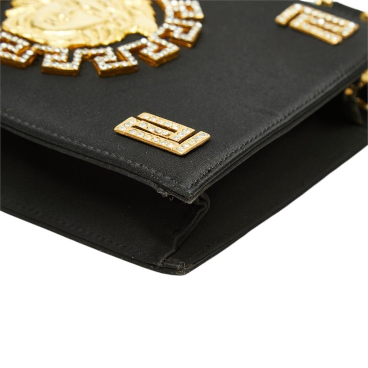 Versace Satin Rhinestone Shoulder Bag (Pre-Owned)