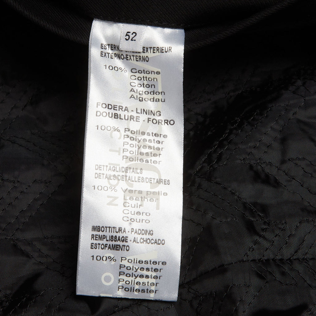 Versace Collection Black Cotton Leather Trim Field Jacket
