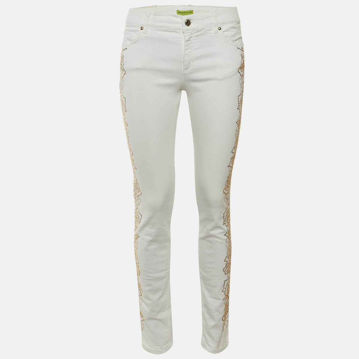 Versace Jeans White Denim Studded Jeans