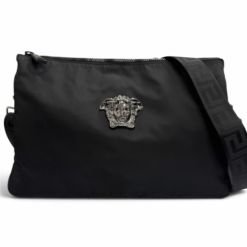 Versace Nylon Leather Clutch Bag Shoulder Bag (Pre-Owned)