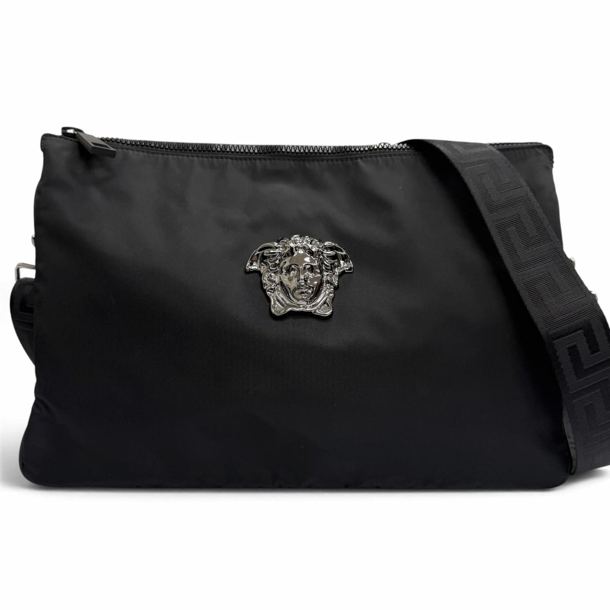 Versace Nylon Leather Clutch Bag Shoulder Bag (Pre-Owned)