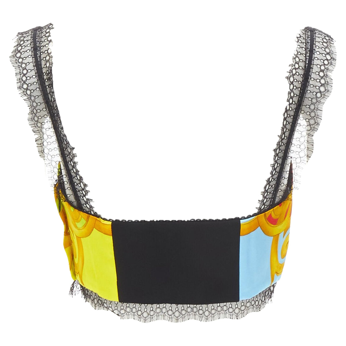Versace print lace boned bustier top