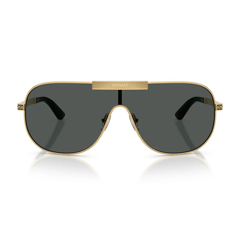 Versace Sunglasses Square Full Rim, Gold Frame And Grey Lens Ve22931002/87