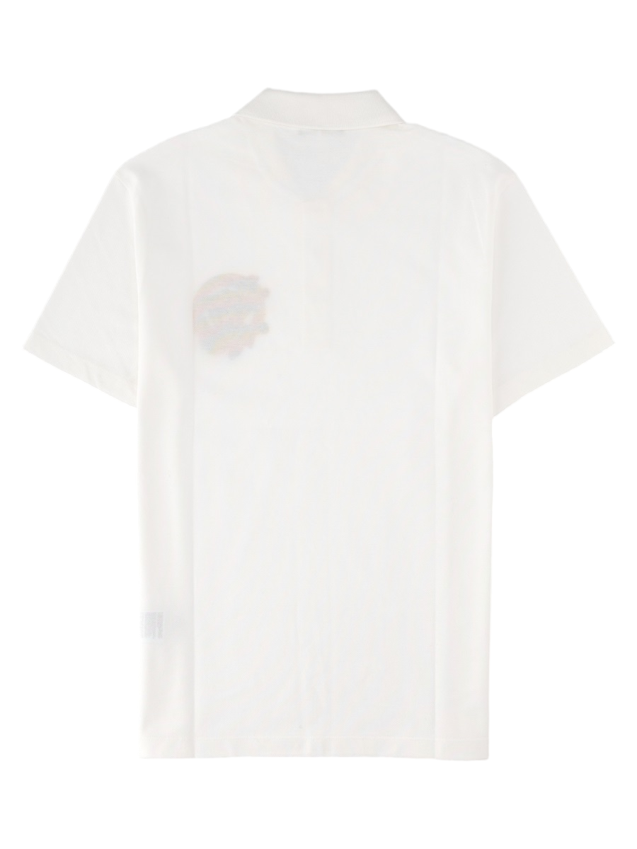 White Ornate Emblem Cotton Polo Shirt