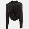 Versace Black Stretch Silk Crop Shirt