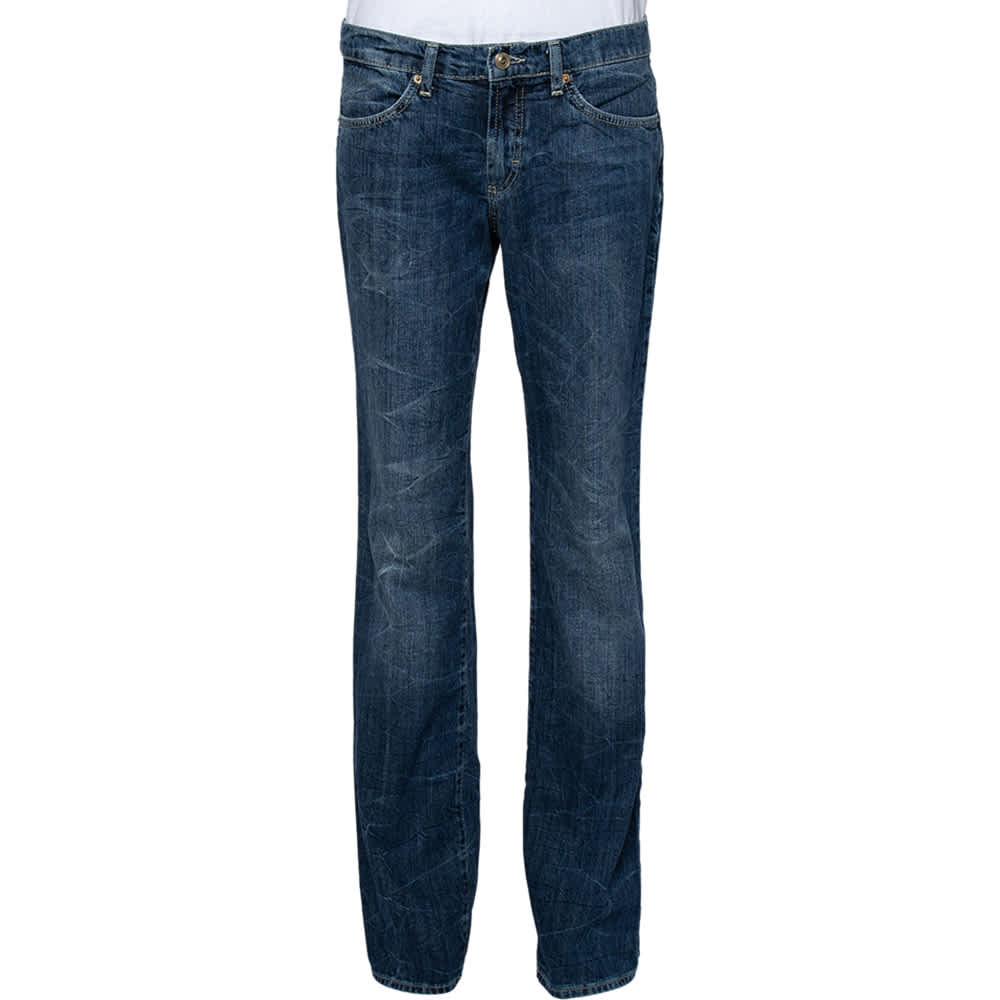 Versace Vjc Navy Blue Denim Washed Jeans