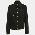 Versus Versace Black Distressed Denim Button Detail Jacket