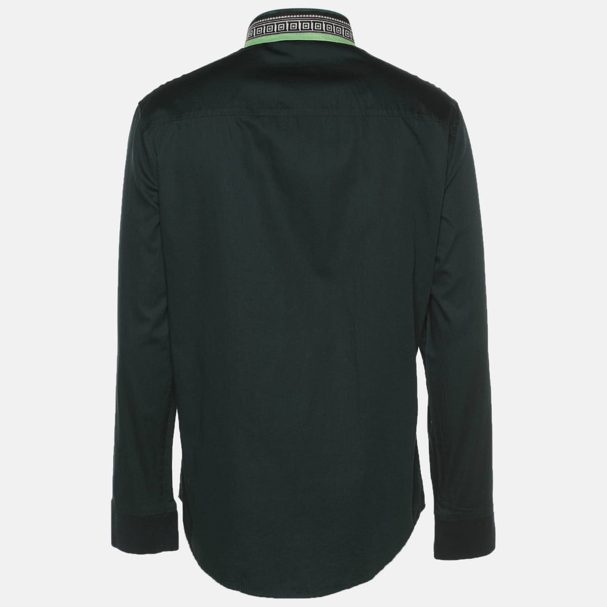 Versace Collection Green Stretch Cotton Printed Collar Shirt