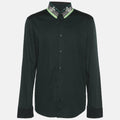 Versace Collection Green Stretch Cotton Printed Collar Shirt