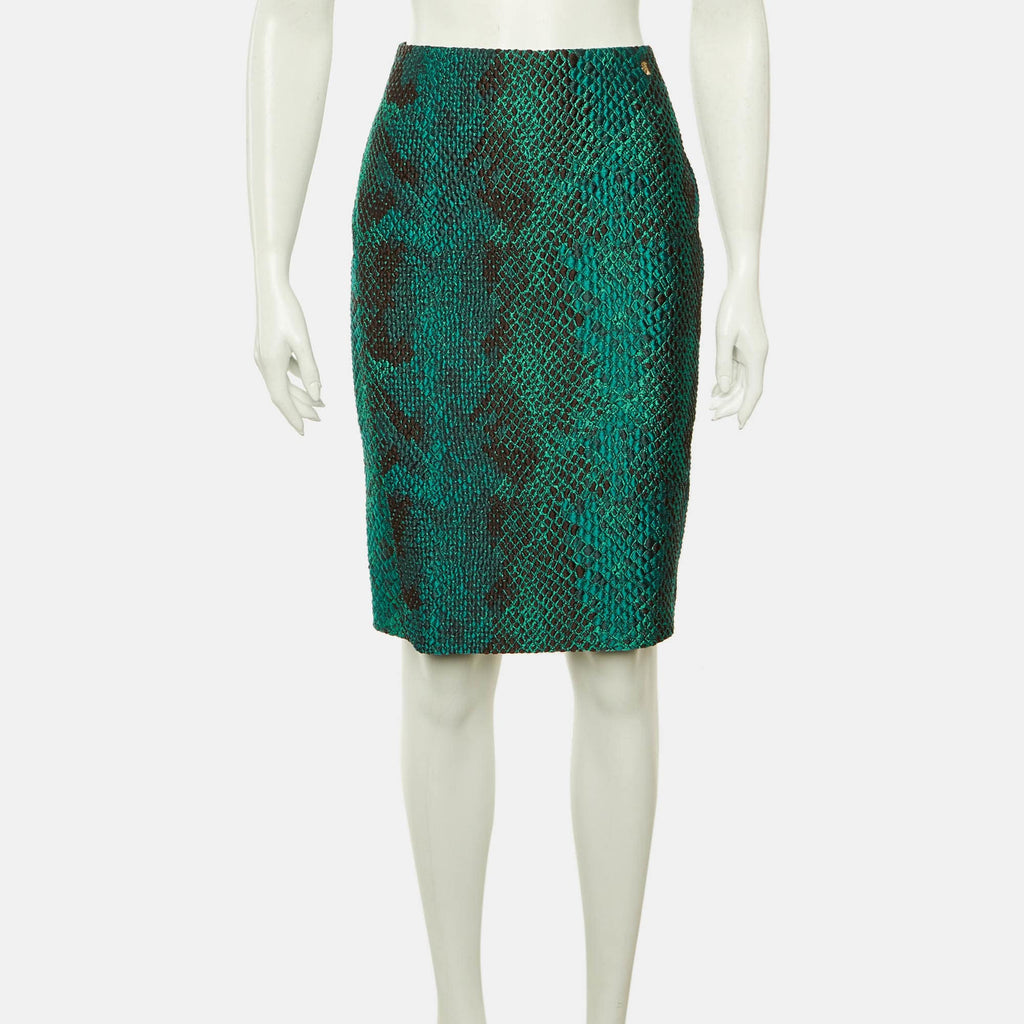 Versace Collection Green Textured Mini Skirt
