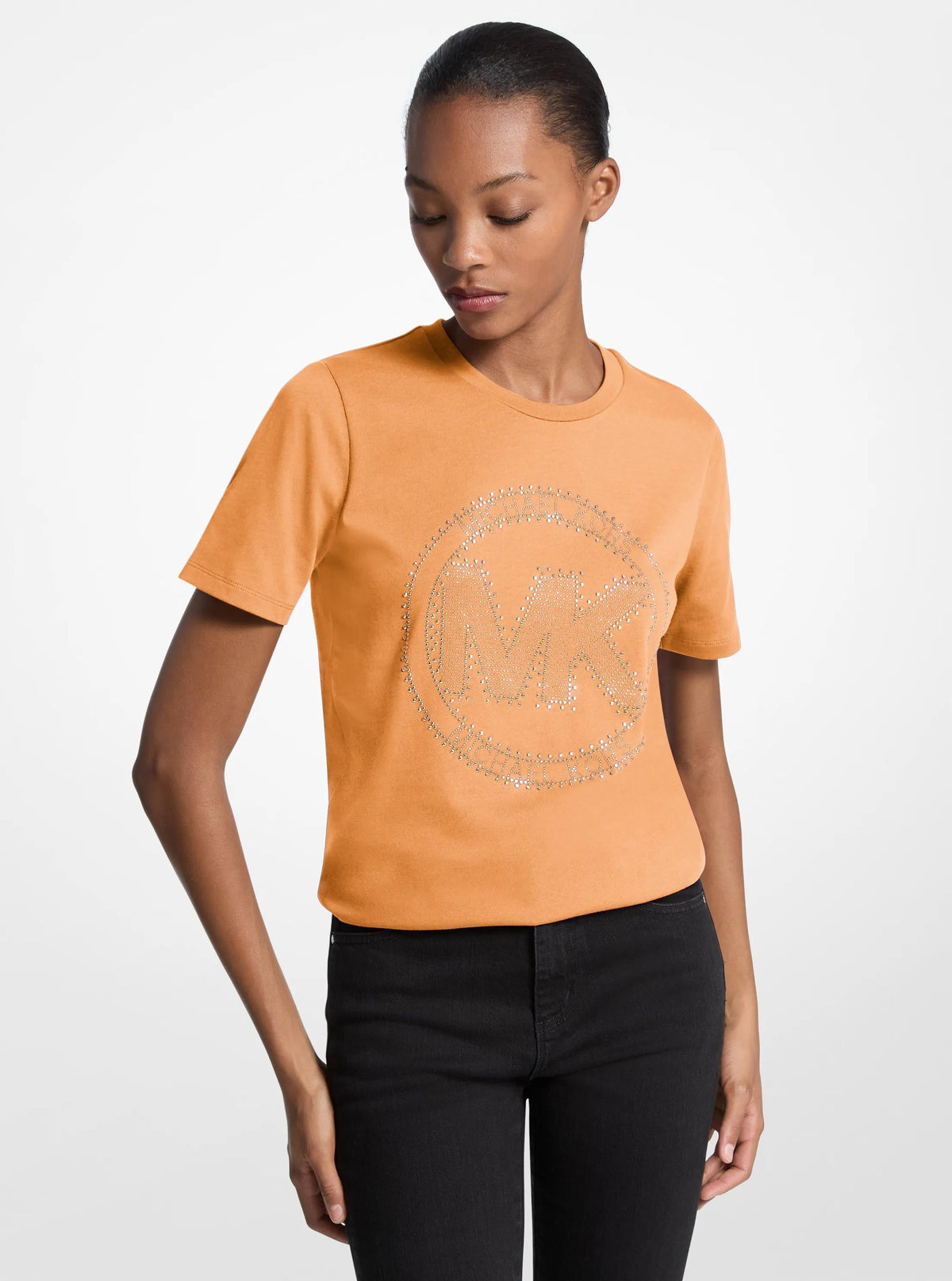 Studded Logo Charm Organic Cotton Jersey T-Shirt