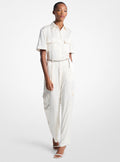 Logo Jacquard Satin Belted Jumpsuit