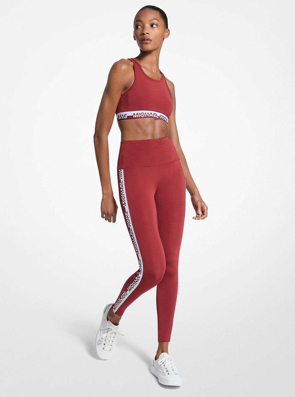 Stretch Knit Logo Tape High-Waisted Leggings