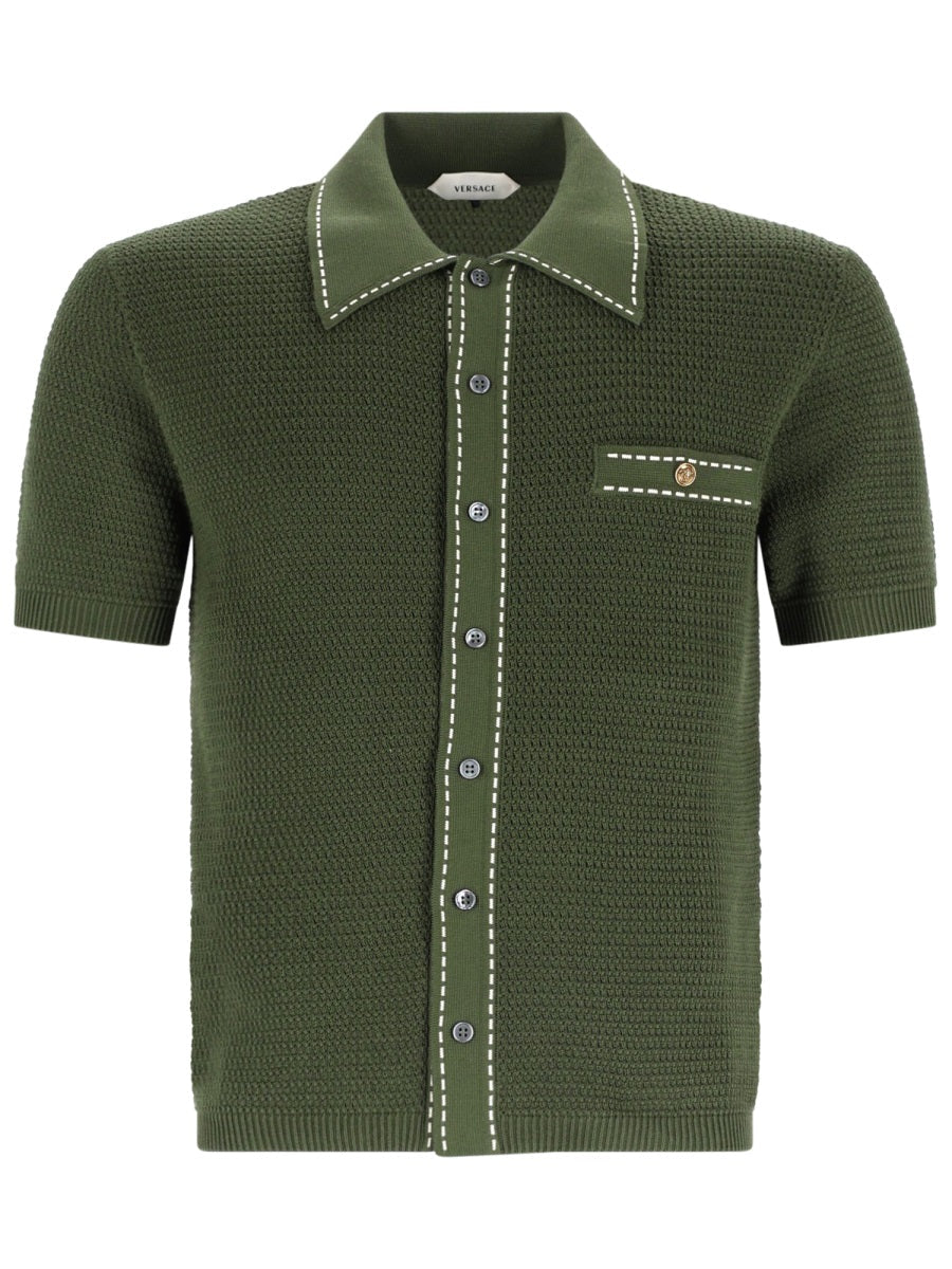 Short-Sleeved Cropped Knit Shirt