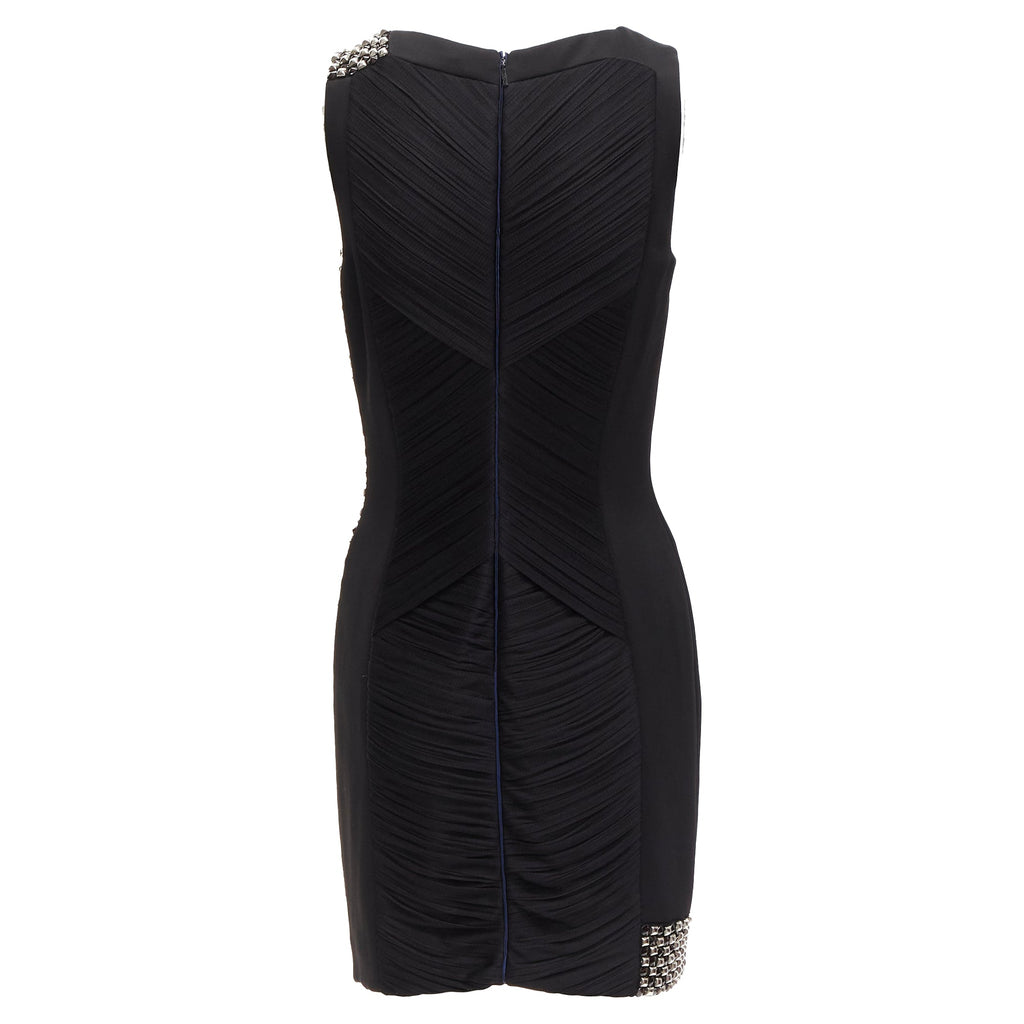 Versace Silk Blend Silver Studs Colorblock Mod Shift Dress
