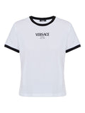 Cropped Silk and Nylon Top with Bold Logo