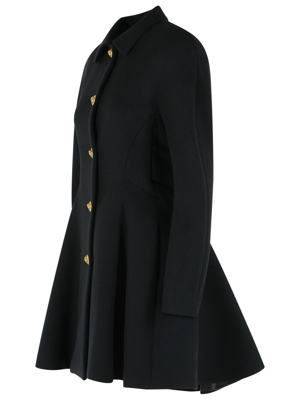 Black Shirt Collar Wool Coat