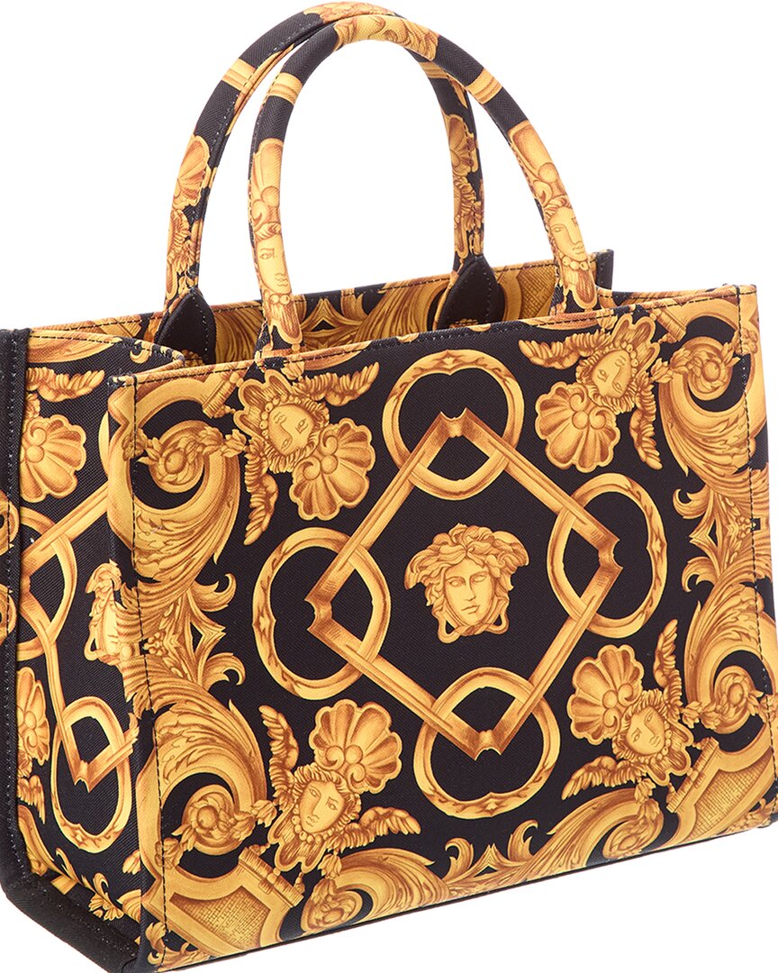 Versace Printed Canvas & Leather Tote