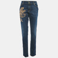 Versace Jeans Navy Blue Studded Denim Skinny Jeans L Waist