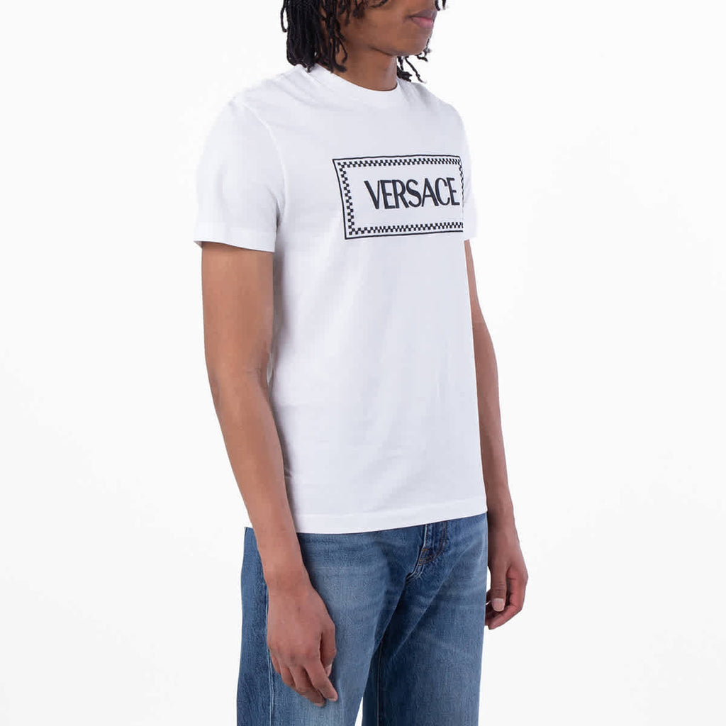 Versace 90s Logo Embroidered Cotton T Shirt