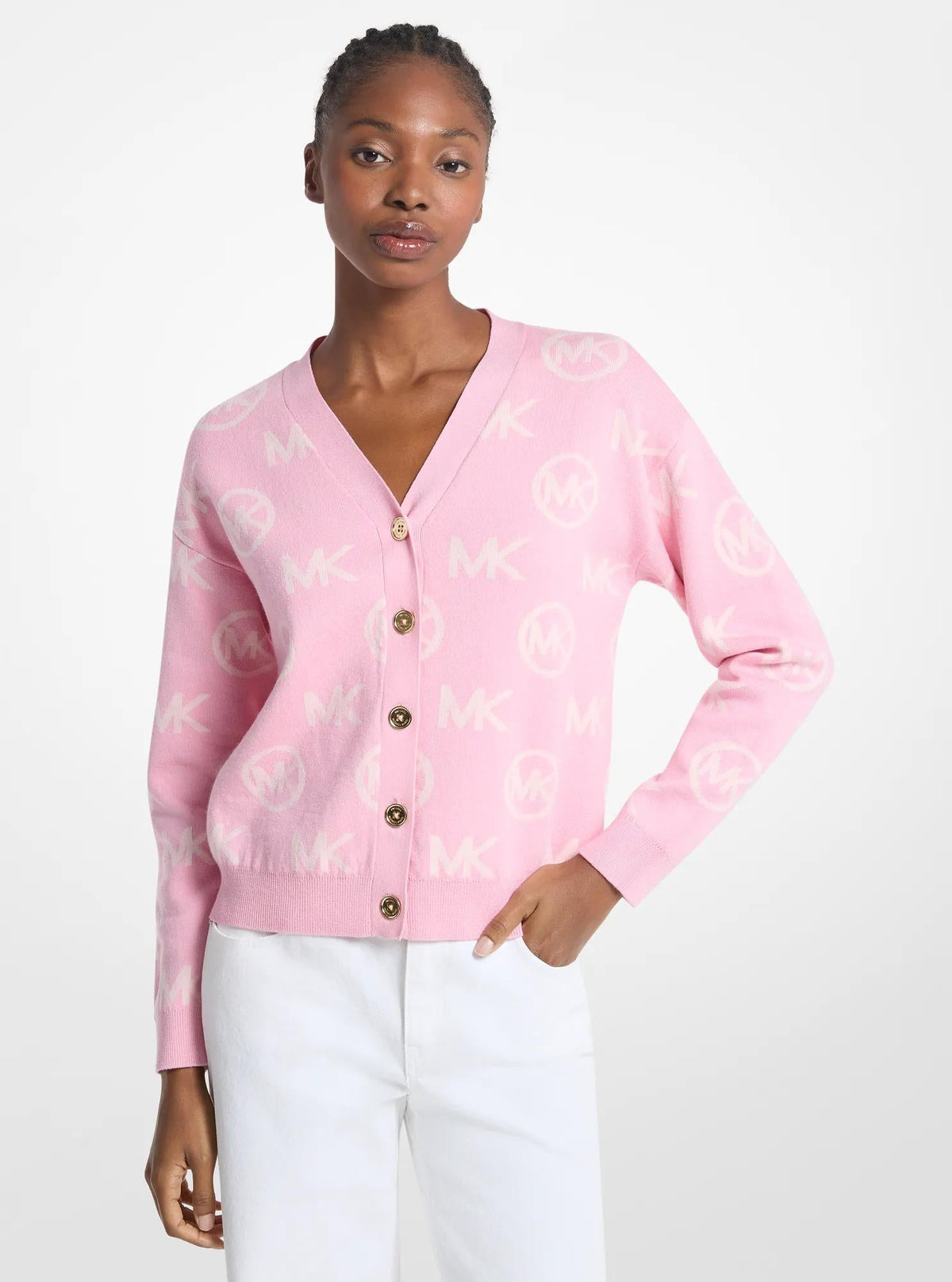 Logo Jacquard Cotton Blend Cardigan