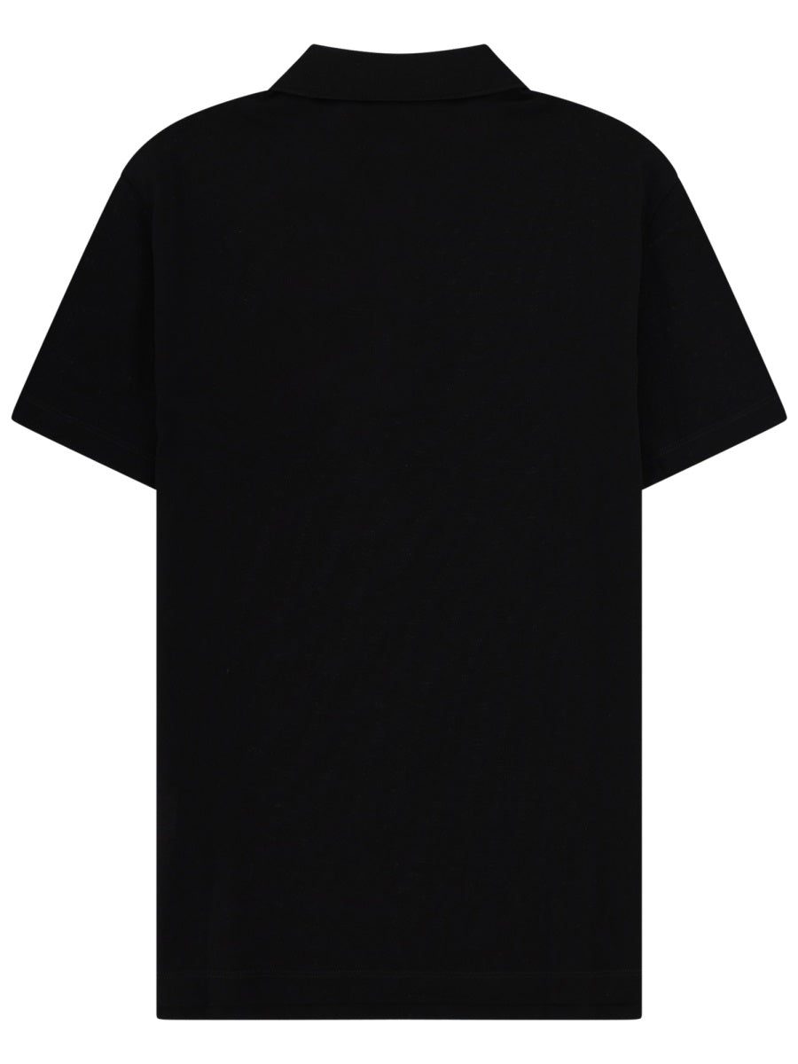 Short-Sleeve Gold Emblem Cotton Polo Shirt