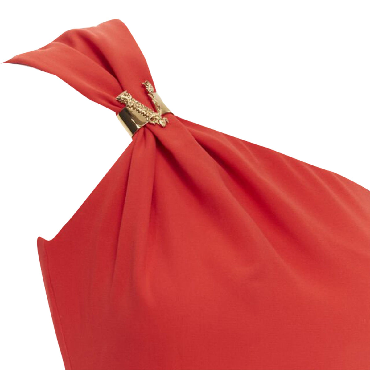 Versace silk VirtV clasp one shoulder gown dress