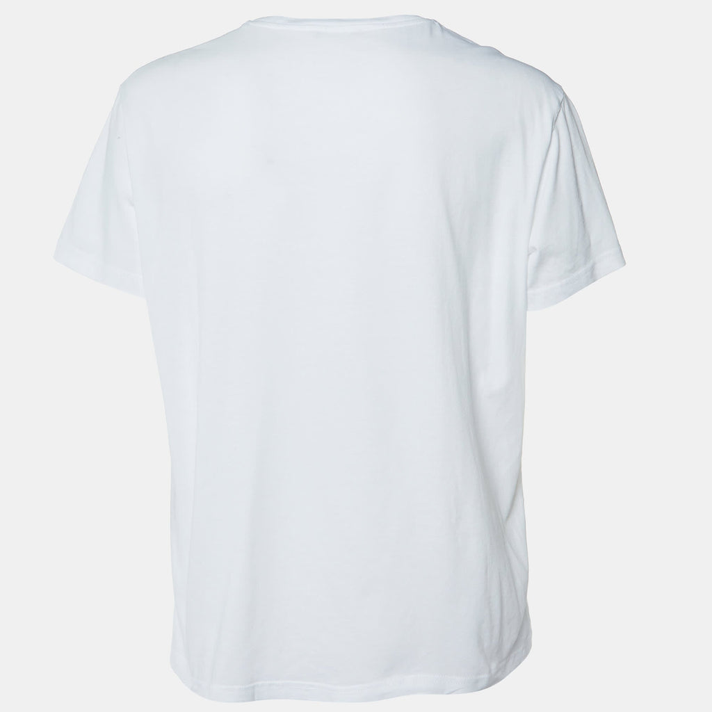 Versace Jeans White Logo Rubber Print Cotton T-Shirt
