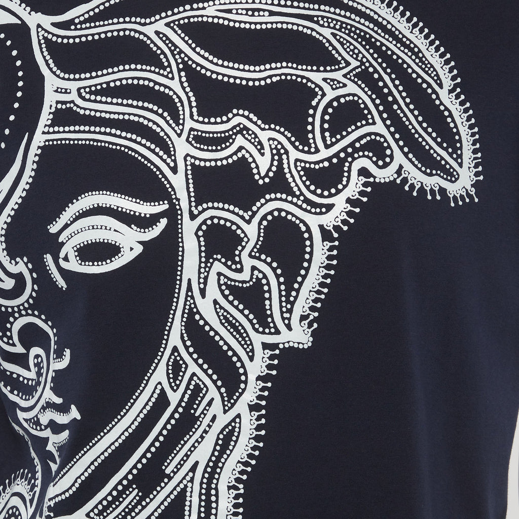 Versace Collection Black Medusa Head Printed Cotton Crewneck T-Shirt