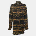 Versus Versace Black Chain Link Printed Silk Satin Long Sleeve Shirt