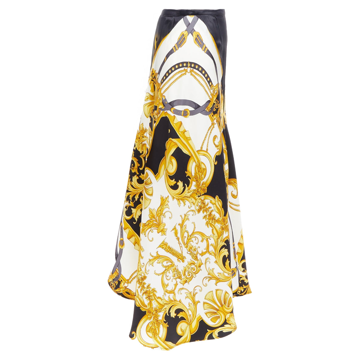 Versace Rodeo Barocco Silk Viscose Bias Cut Skirt