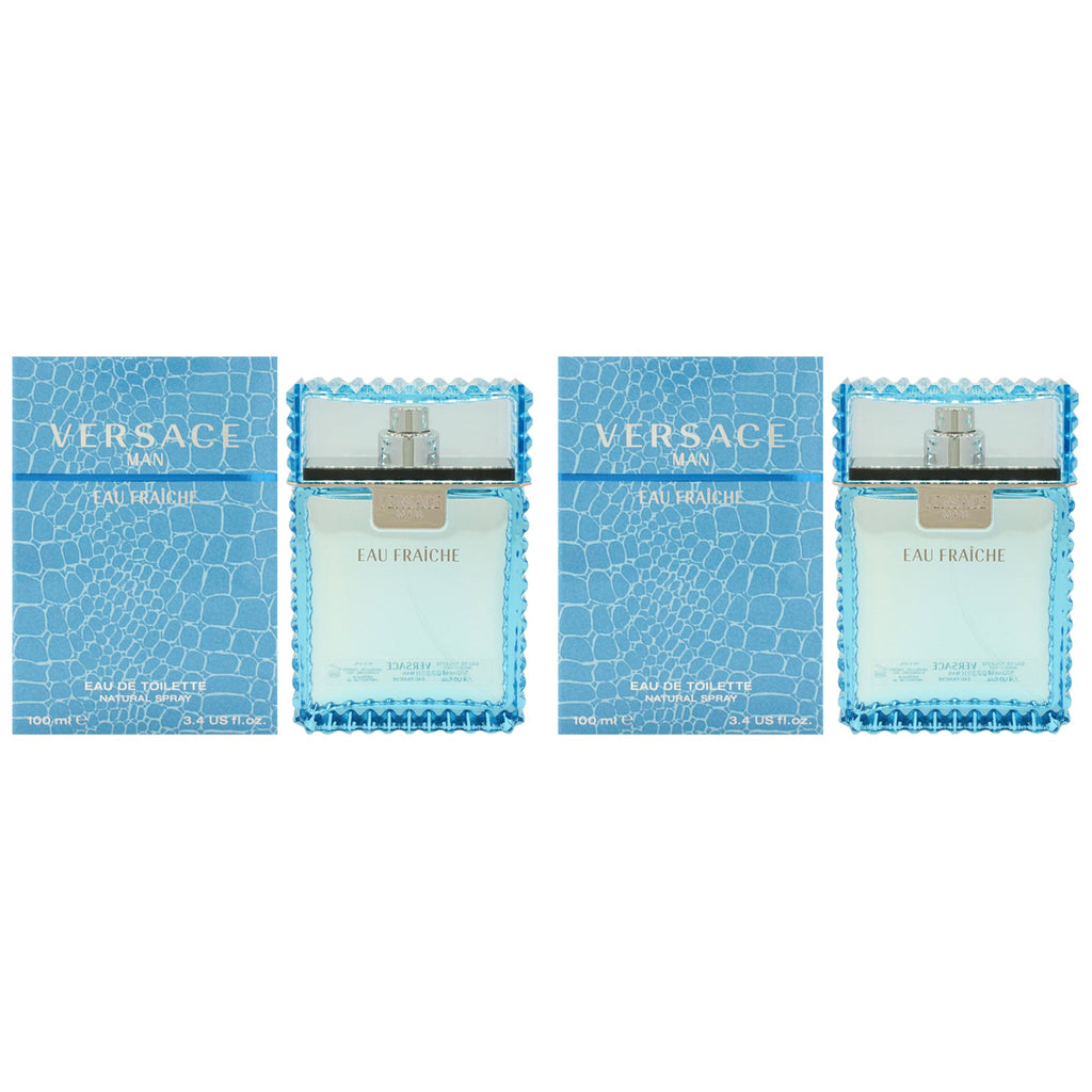Versace Man Eau Fraiche by Versace for Men - 3.4 oz EDT Spray - Pack of 2