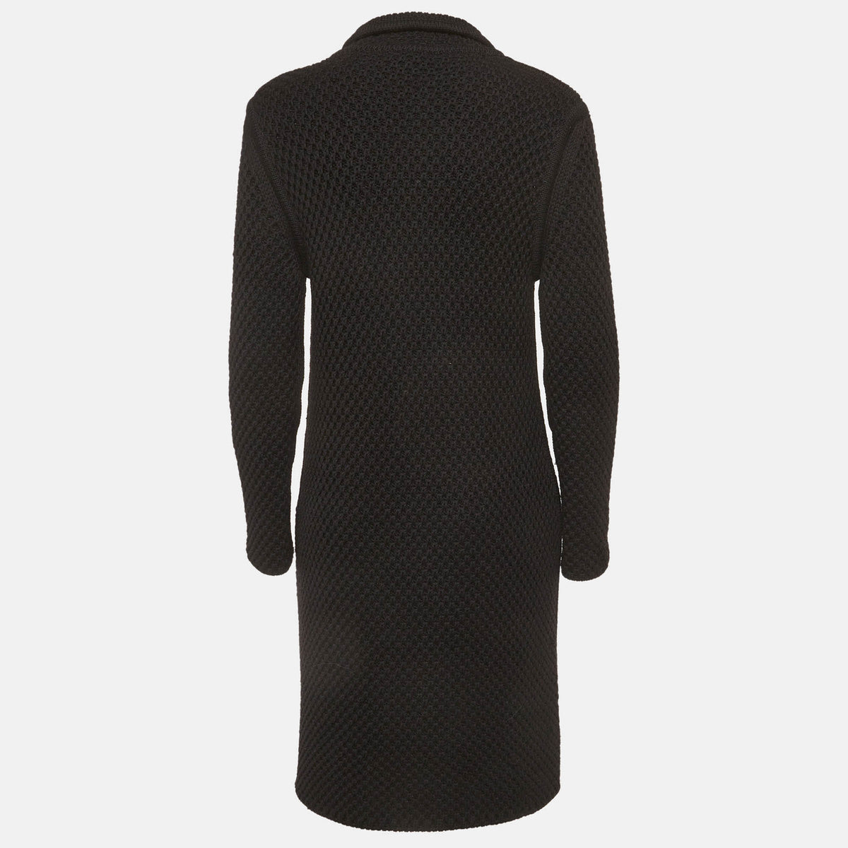 Versace Black Knit Double Breasted Coat