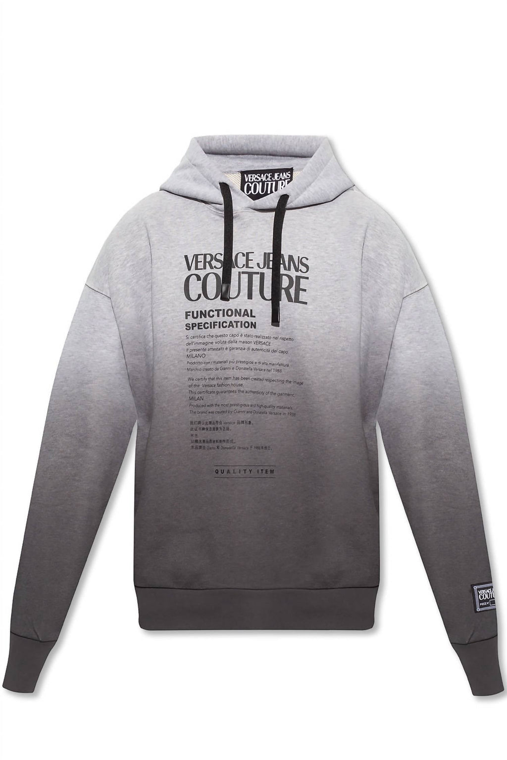 Men Logo Hooded Pullover Sweatshirt In Ombre Grey