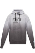 Men Logo Hooded Pullover Sweatshirt In Ombre Grey