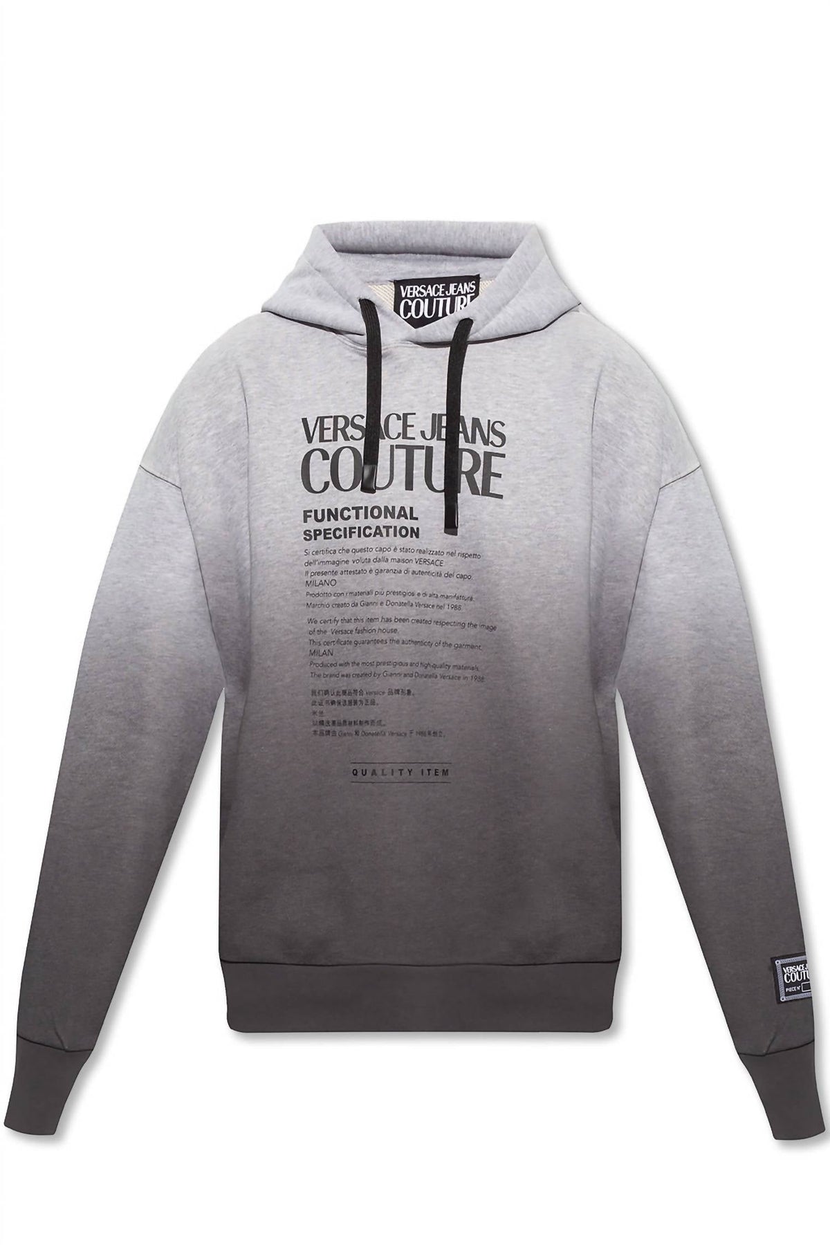 Men Logo Hooded Pullover Sweatshirt In Ombre Grey