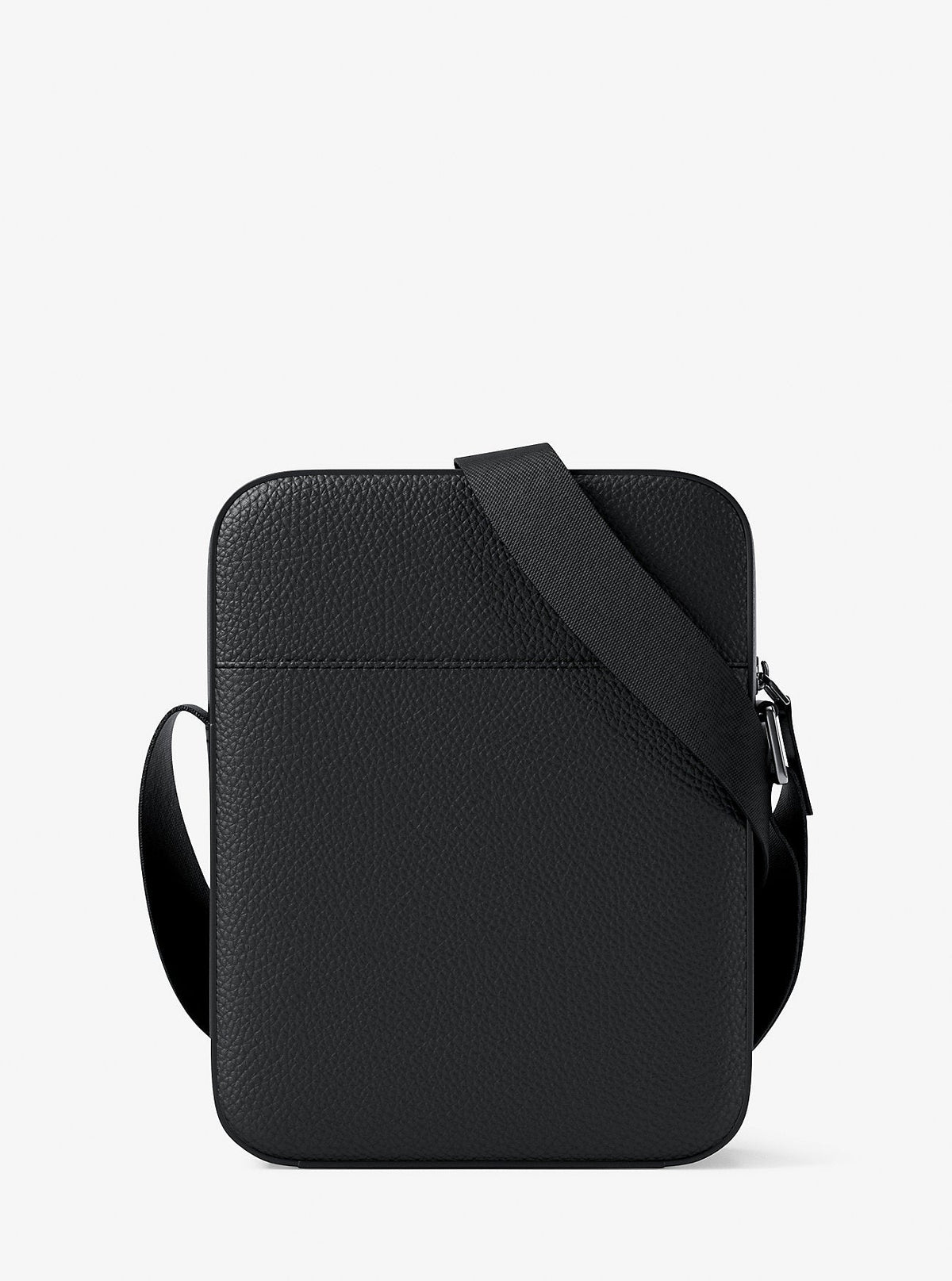 Cooper Logo Embossed Pebbled Leather Messenger Bag