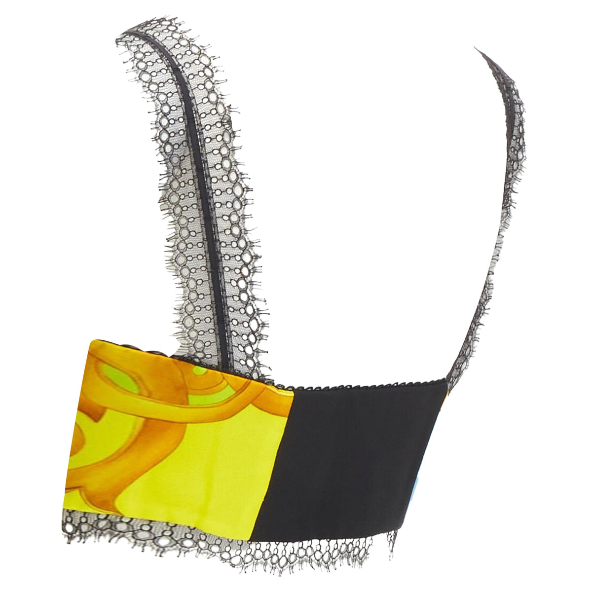 Versace print lace boned bustier top