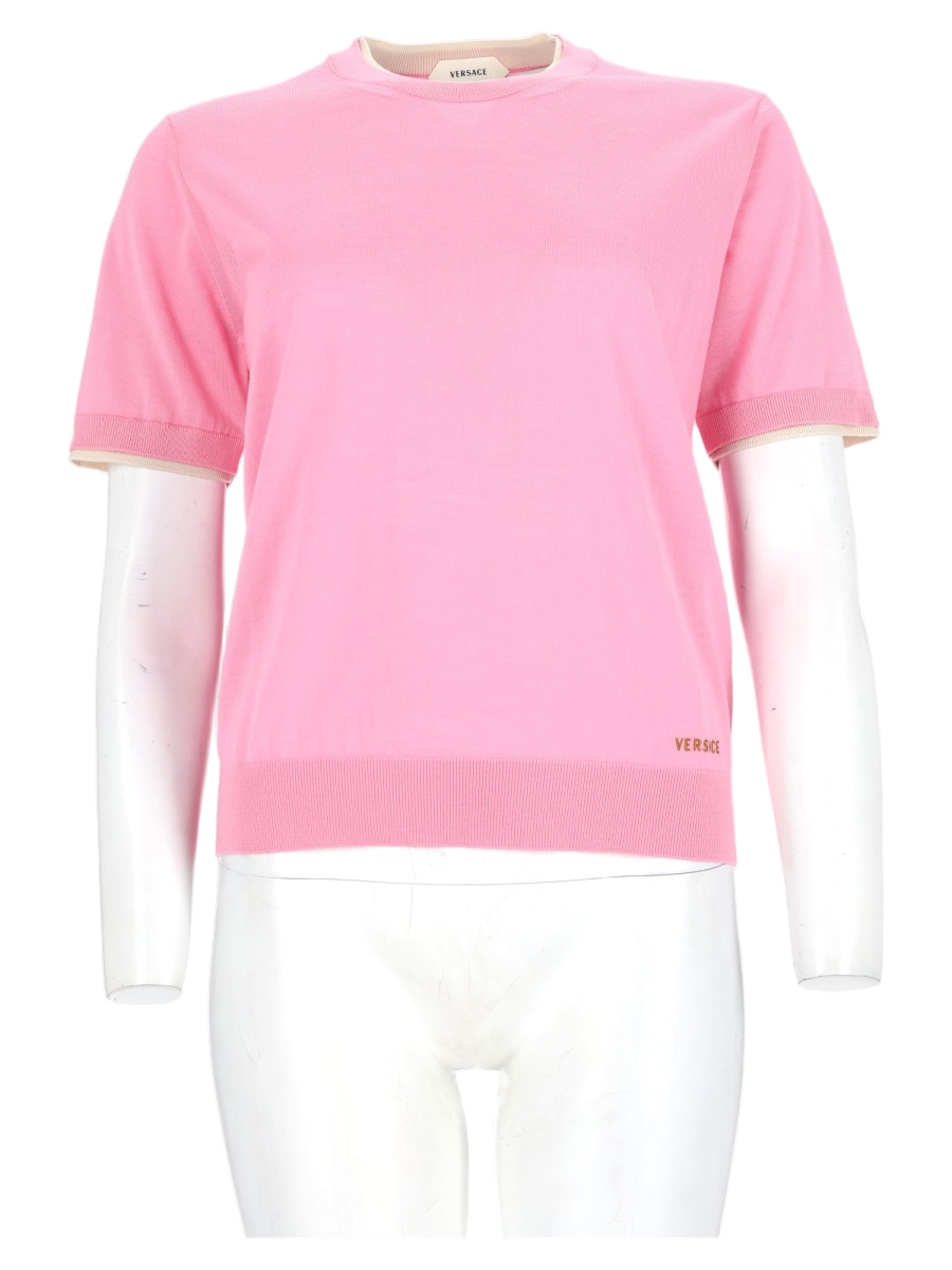 Pink Embroidered-Logo Wool Sweater