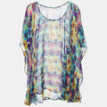 Versace Multicolor Floral Printed Silk Kaftan Top